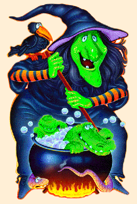 Czarownica gotująca krokodyle w Halloween